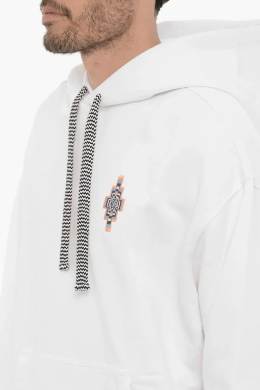 Felpa Hoodie OPTICAL CROSS In Cotone con Tasca a Toppa>Marcelo Burlon New