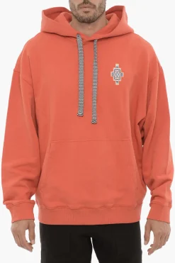 Felpa Hoodie OPTICAL CROSS In Cotone con Tasca a Toppa>Marcelo Burlon Best