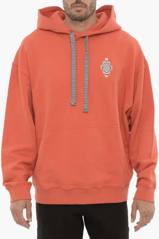 Felpa Hoodie OPTICAL CROSS In Cotone con Tasca a Toppa>Marcelo Burlon Best