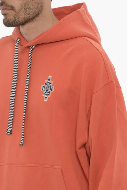 Felpa Hoodie OPTICAL CROSS In Cotone con Tasca a Toppa>Marcelo Burlon Best