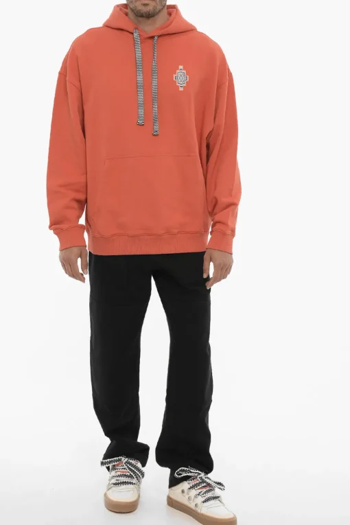 Felpa Hoodie OPTICAL CROSS In Cotone con Tasca a Toppa>Marcelo Burlon Best