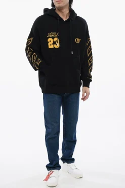 Hot Felpa Hoodie OW23 Skate Fit in Cotone Garzato Uomo Felpe