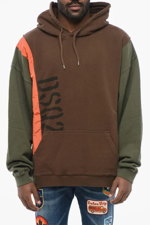 Felpa Hoodie PANEL con Dettagli in Nylon>Dsquared2 Fashion