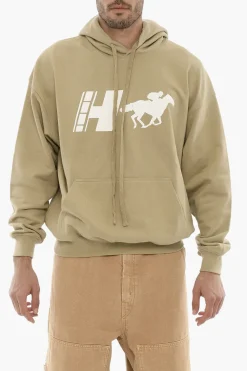 Discount Felpa Hoodie RANCH CREW in Cotone Garzato Uomo Felpe