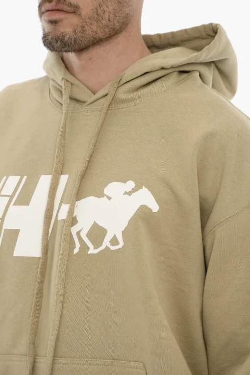 Discount Felpa Hoodie RANCH CREW in Cotone Garzato Uomo Felpe