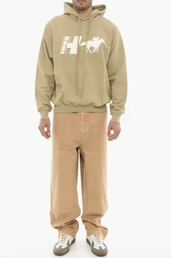 Discount Felpa Hoodie RANCH CREW in Cotone Garzato Uomo Felpe