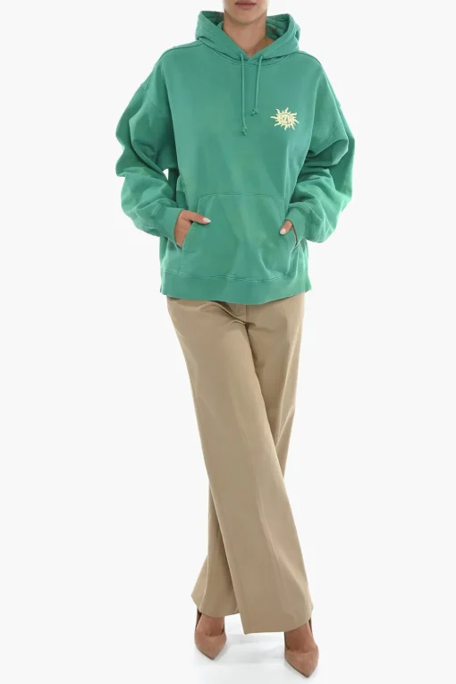 Clearance Felpa Hoodie RIVERS LOGOS in Cotone Garzato con Stampa sul Retro Donna Felpe