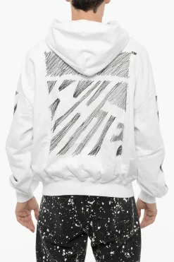 Hot Felpa Hoodie SCRIBBLE DIAG in Cotone Garzato Uomo Felpe