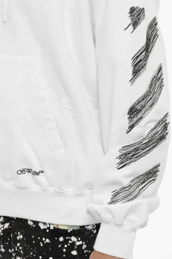 Hot Felpa Hoodie SCRIBBLE DIAG in Cotone Garzato Uomo Felpe