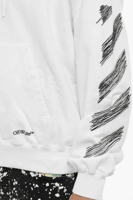 Hot Felpa Hoodie SCRIBBLE DIAG in Cotone Garzato Uomo Felpe