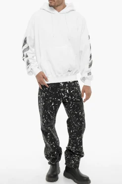 Hot Felpa Hoodie SCRIBBLE DIAG in Cotone Garzato Uomo Felpe