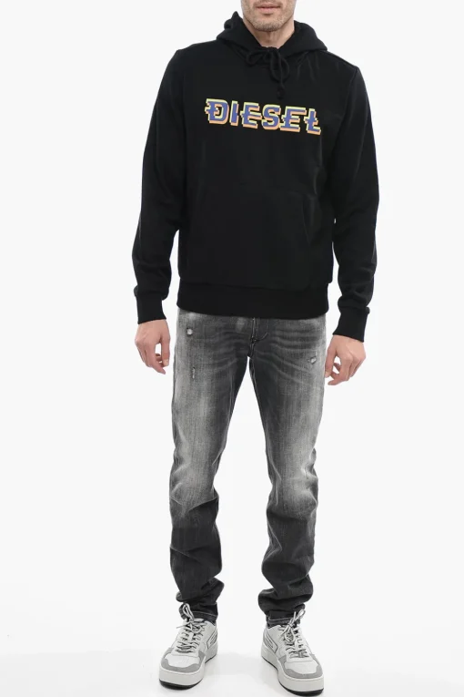 Outlet Felpa Hoodie S-GINN in Cotone con Stampa in 3D Uomo Felpe