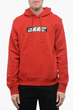 Felpa Hoodie S-GINN in Cotone Garzato con Logo Stampato>Diesel Best