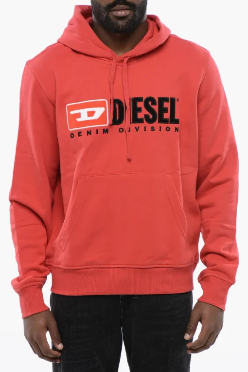 New Felpa Hoodie S-GINN-HOOD-DIV in Tinta Unita con Logo Ricamato Uomo Felpe