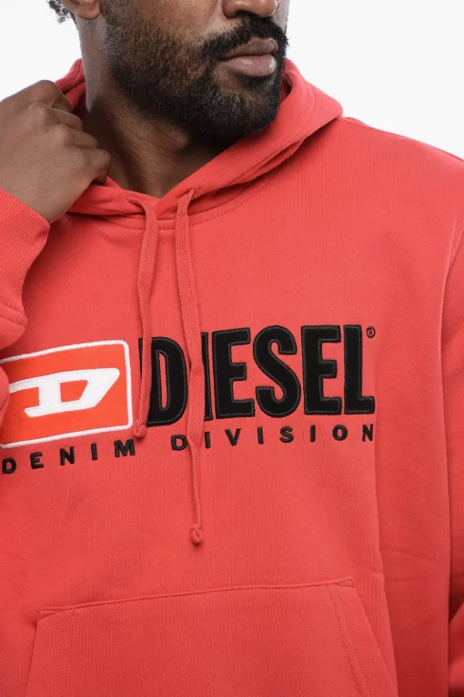 New Felpa Hoodie S-GINN-HOOD-DIV in Tinta Unita con Logo Ricamato Uomo Felpe