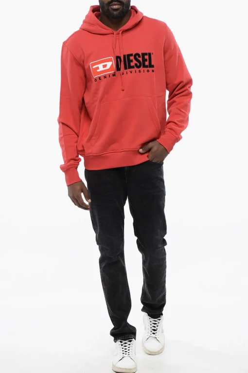 New Felpa Hoodie S-GINN-HOOD-DIV in Tinta Unita con Logo Ricamato Uomo Felpe