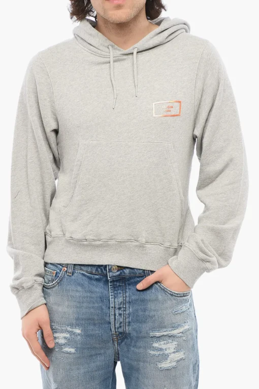 Discount Felpa Hoodie SHRUNKEN In Cotone con Tasca a Toppa Uomo Felpe