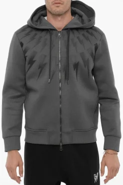 Felpa Hoodie Slim Fit con Chiusura sul Fronte>Neil Barrett New
