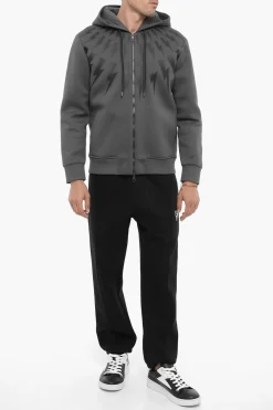 Felpa Hoodie Slim Fit con Chiusura sul Fronte></noscript>Neil Barrett New