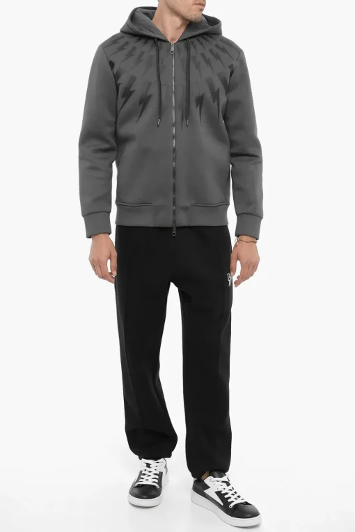 Felpa Hoodie Slim Fit con Chiusura sul Fronte>Neil Barrett New