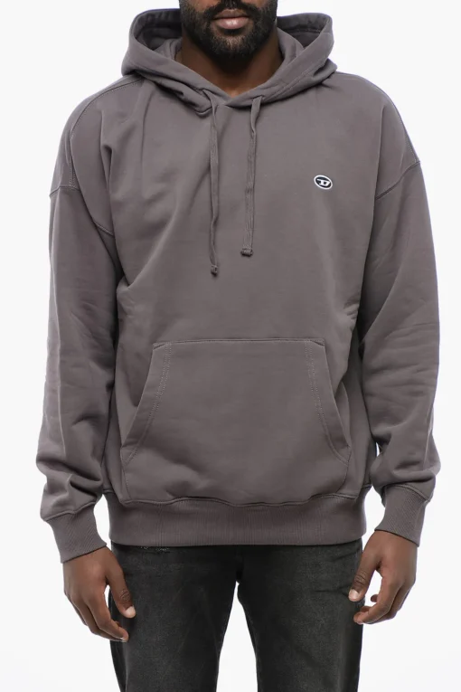Felpa Hoodie S-ROB-HOOD-DOVAL-PJ in Tinta Unita con Tasca a Toppa>Diesel Online