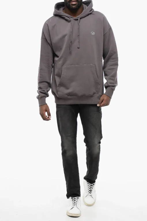 Felpa Hoodie S-ROB-HOOD-DOVAL-PJ in Tinta Unita con Tasca a Toppa>Diesel Online