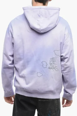 Sale Felpa Hoodie Stampata Effetto Sbiadito Uomo Felpe