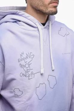 Sale Felpa Hoodie Stampata Effetto Sbiadito Uomo Felpe