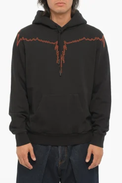Clearance Felpa Hoodie STITCH WINGS in Cotone Garzato Uomo Felpe