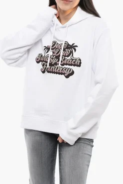 Best Felpa Hoodie SWEATY BEACH con Stampa Glitterata Donna Felpe