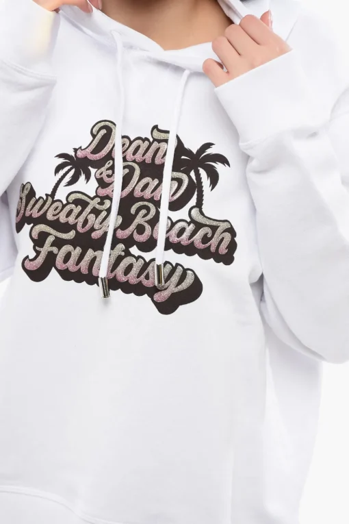 Best Felpa Hoodie SWEATY BEACH con Stampa Glitterata Donna Felpe