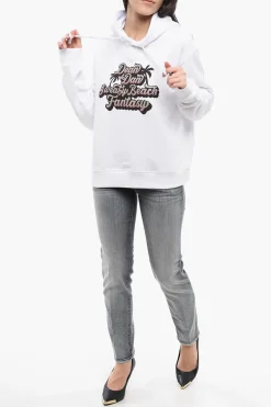 Best Felpa Hoodie SWEATY BEACH con Stampa Glitterata Donna Felpe