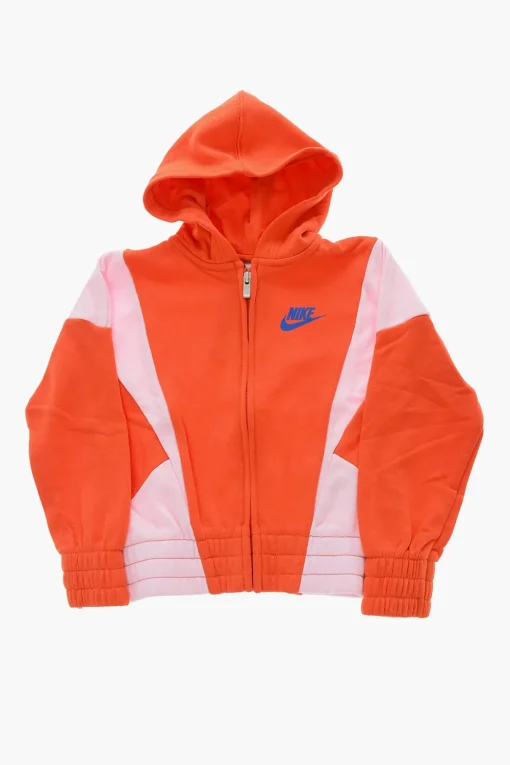 Outlet Felpa Hoodie SWOOSH Bicolore con Chiusura Zip Abbigliamento