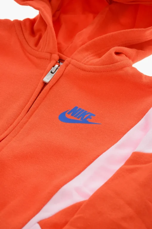 Outlet Felpa Hoodie SWOOSH Bicolore con Chiusura Zip Abbigliamento