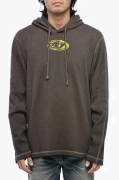 Felpa Hoodie T-CRONE-LS con Effetto Delavé>Diesel New