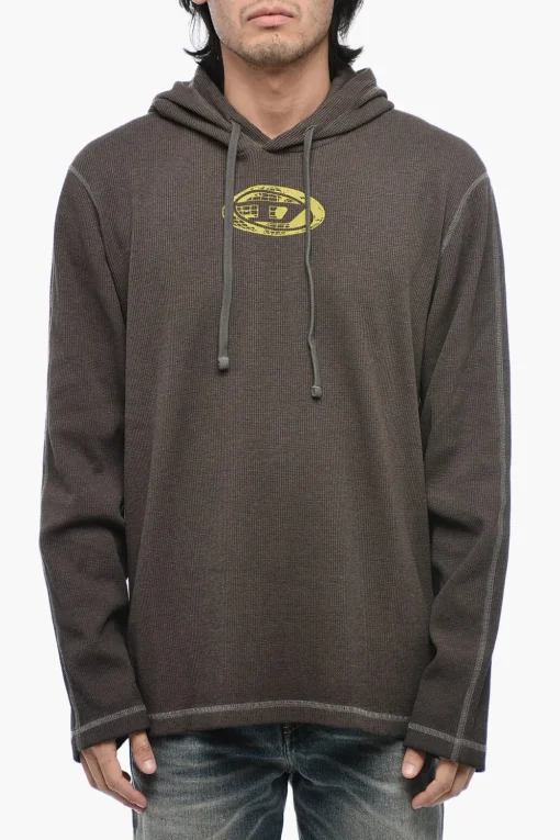 Felpa Hoodie T-CRONE-LS con Effetto Delavé>Diesel New