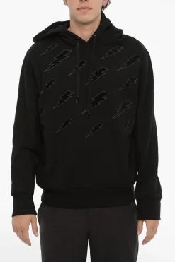 Felpa Hooie Easy Fit con Thunderbolt in Velour>Neil Barrett Outlet