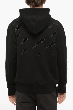 Felpa Hooie Easy Fit con Thunderbolt in Velour>Neil Barrett Outlet