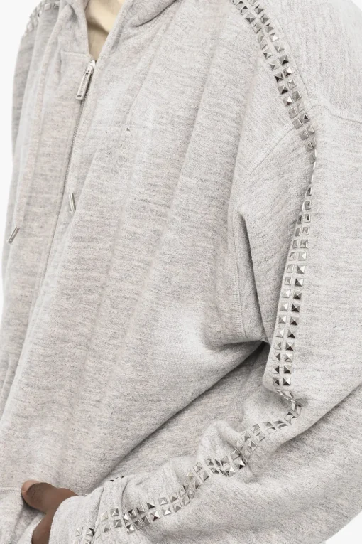 Discount Felpa In Cotone con Borchie Laterali e Chiusura Zip Uomo Felpe