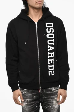 Sale Felpa in Cotone con Chiusura Zip E Logo Laterale Uomo Felpe