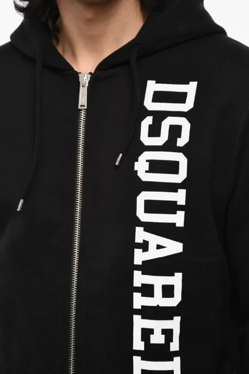 Sale Felpa in Cotone con Chiusura Zip E Logo Laterale Uomo Felpe