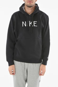 Sale Felpa in Cotone Felpato con Cappuccio e Logo Ricamato Uomo Felpe