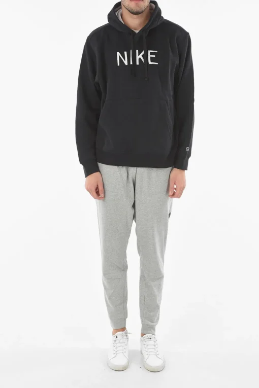 Sale Felpa in Cotone Felpato con Cappuccio e Logo Ricamato Uomo Felpe