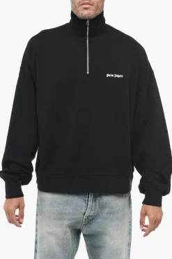 Felpa In Cotone Garzato A Collo Alto>Palm Angels Fashion