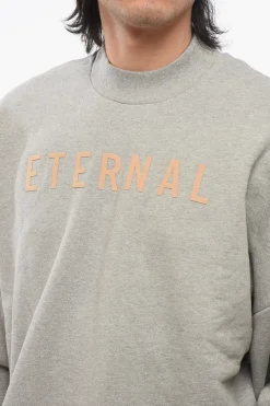 Clearance Felpa in Cotone Garzato ETERNAL con Logo Floccato Uomo Felpe