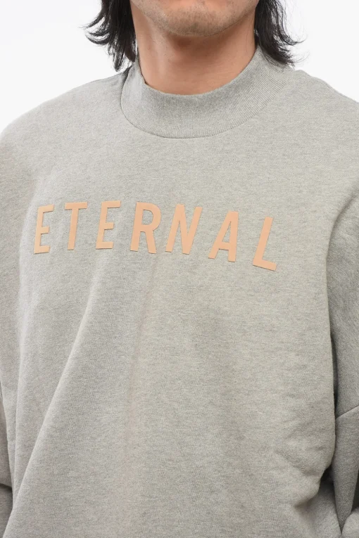 Clearance Felpa in Cotone Garzato ETERNAL con Logo Floccato Uomo Felpe