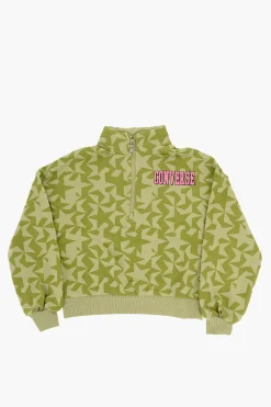 Sale Felpa in Cotone Garzato Stampata con Mezza Zip Abbigliamento