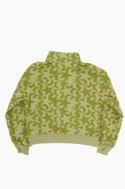 Sale Felpa in Cotone Garzato Stampata con Mezza Zip Abbigliamento