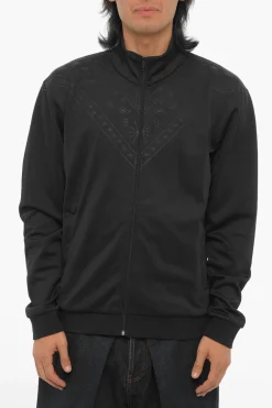 Outlet Felpa in Tinta Unita Motivo Bandana con Chiusura Zip Uomo Felpe