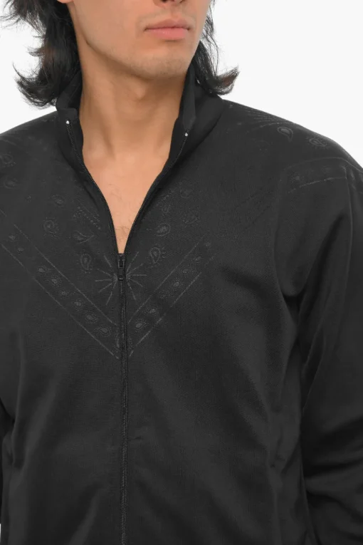 Outlet Felpa in Tinta Unita Motivo Bandana con Chiusura Zip Uomo Felpe
